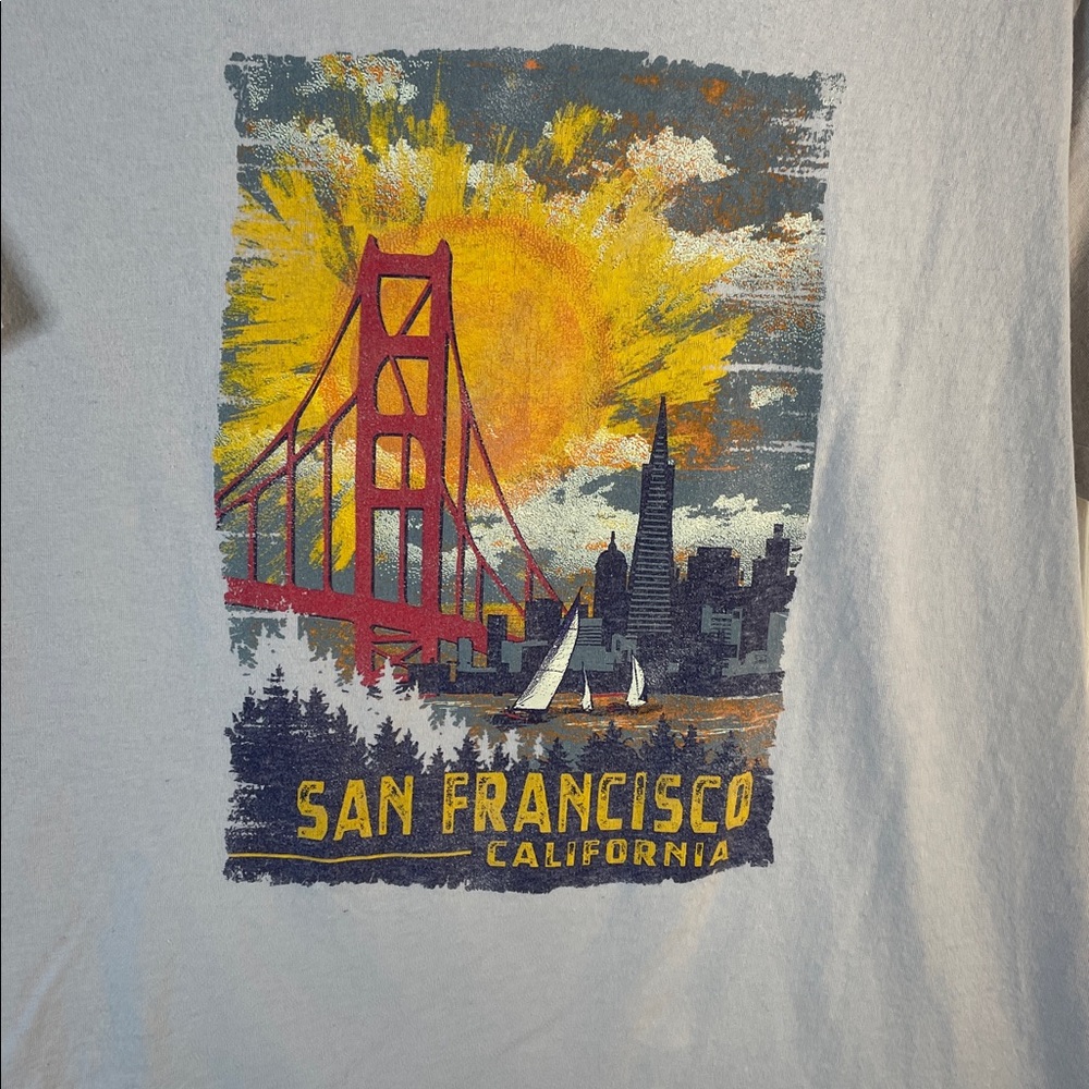 San Francisco Fruit of the Loom Golden Gate Graphic T-Shirt Unisex Gray Medium